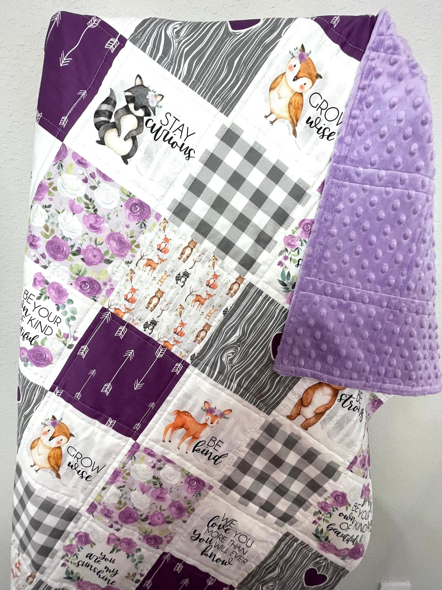 baby girl quilt, woodland quilt, woodland nursery, handmade baby blanket, baby shower gift, nursery decor, crib bedding, handmade quilt