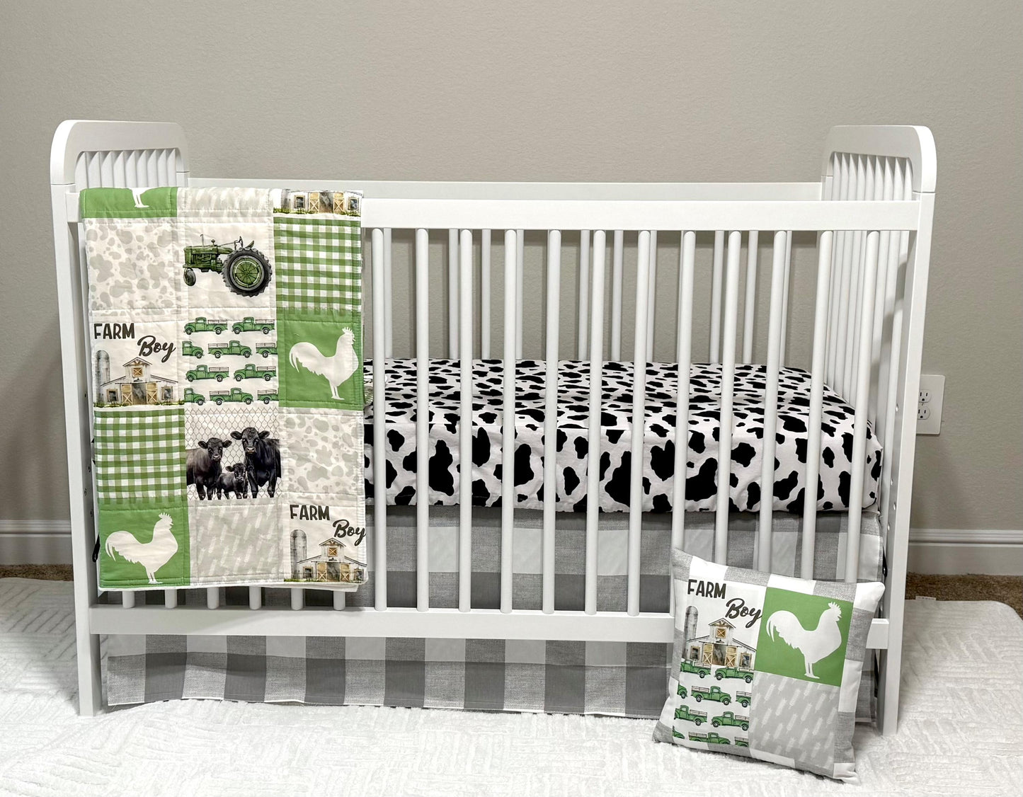 Farm Crib Bedding, Handmade quilt, Farm Theme Nursery Decor