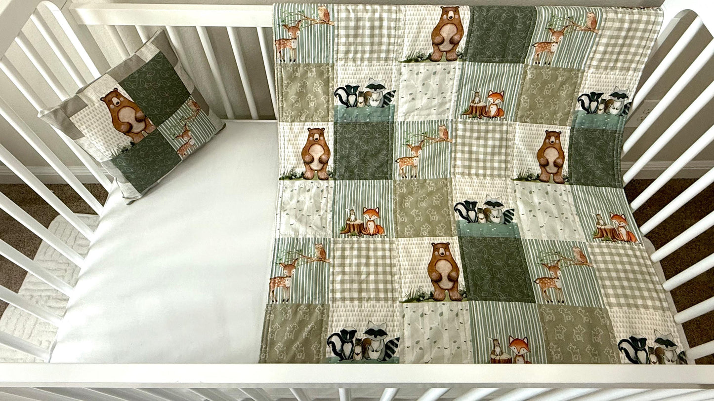 Woodland Baby Bedding , Woodlands Nursery Quilt