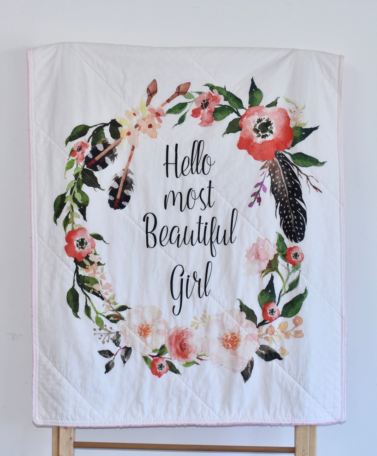 floral quilt, minky quilt, handmade baby blanket, baby shower gift, nursery decor, crib bedding, handmade quilt