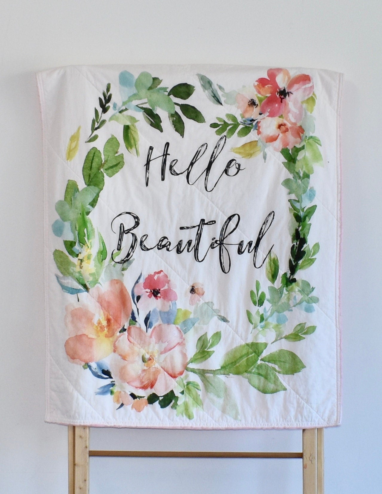 floral quilt, handmade baby blanket, baby shower gift, nursery decor, crib bedding, handmade quilt