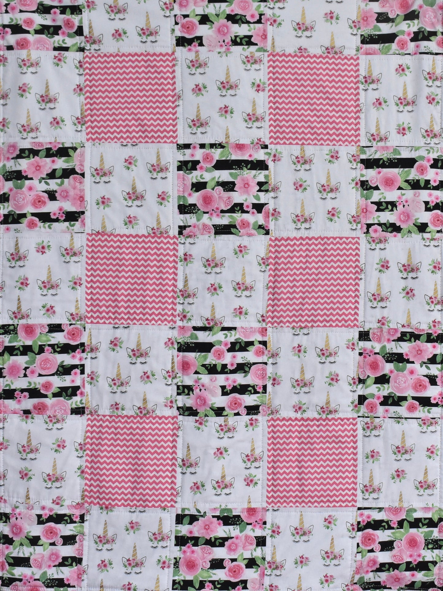 unicorn theme quilt, handmade baby blanket, baby shower gift, nursery decor, crib bedding, handmade quilt