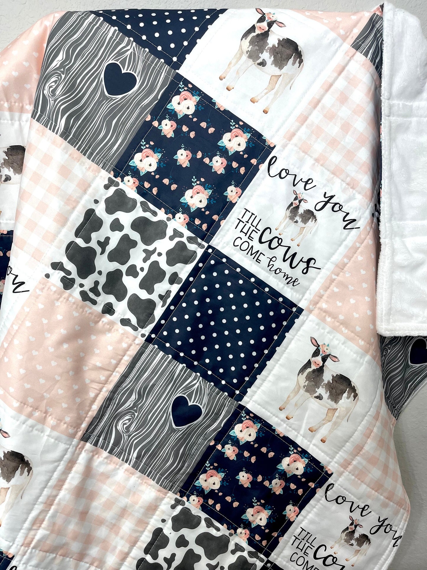 baby girl quilt, farm theme nursery, handmade baby blanket, baby shower gift, nursery decor, crib bedding, handmade quilt