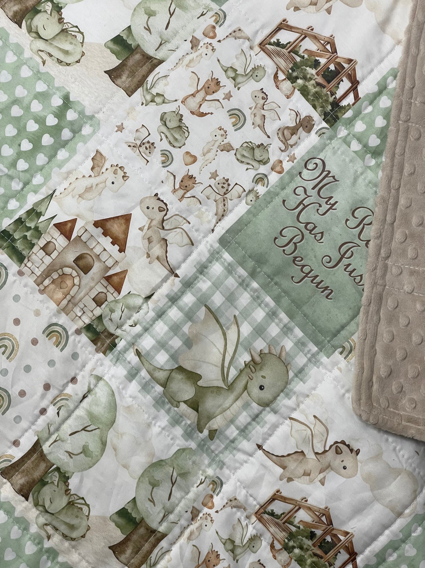 baby boy quilt, dragons theme nursery, clouds,  handmade baby blanket, baby shower gift, nursery decor, crib bedding