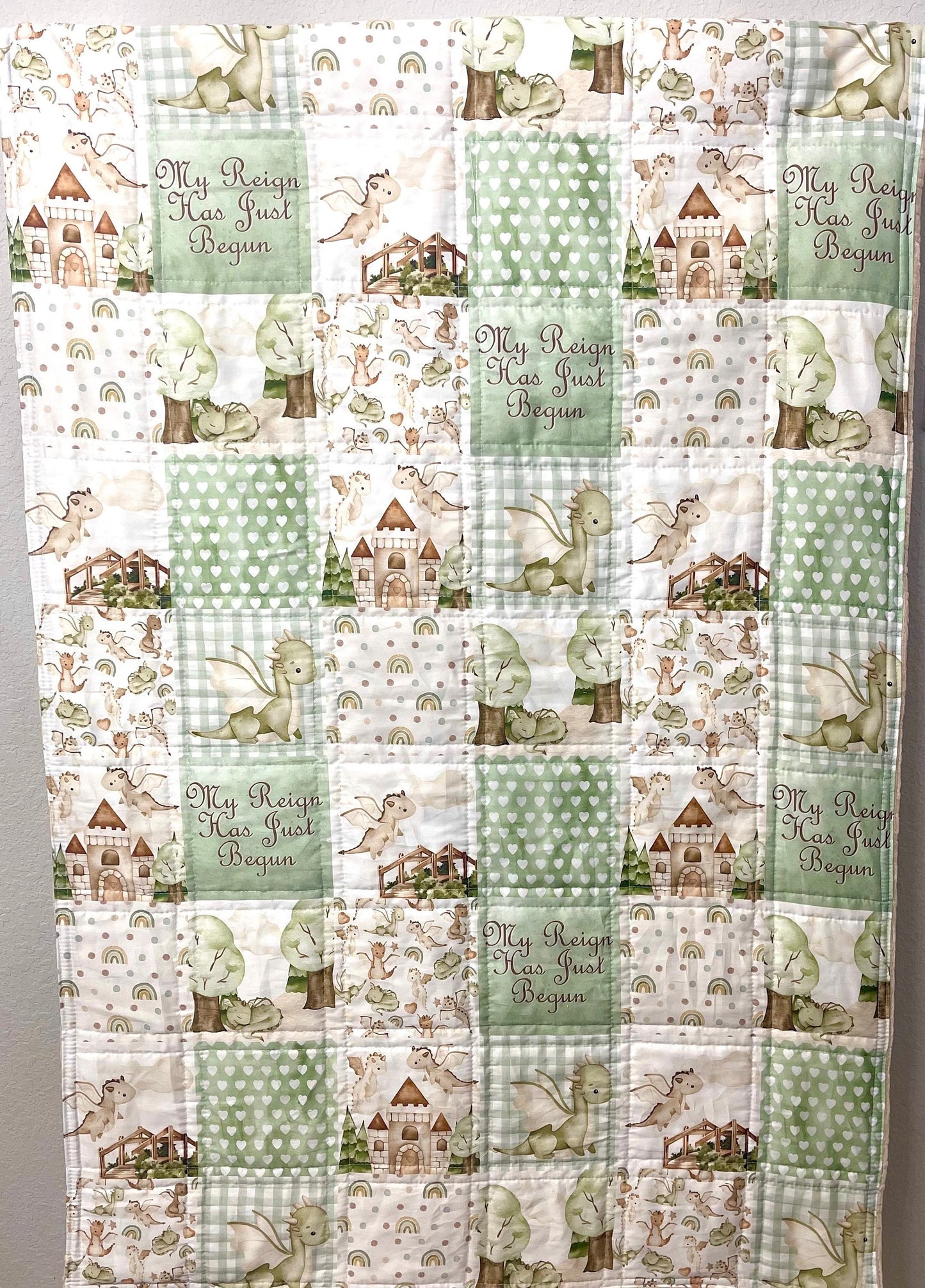 baby boy quilt, dragons theme nursery, clouds,  handmade baby blanket, baby shower gift, nursery decor, crib bedding
