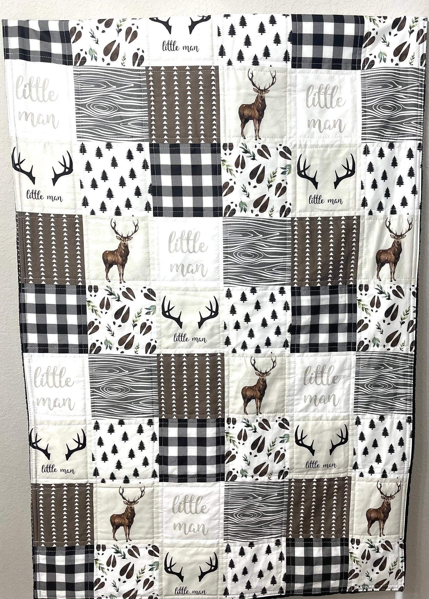 baby boy quilt, woodland quilt, woodland nursery, handmade baby blanket, baby shower gift, nursery decor, crib bedding, handmade quilt