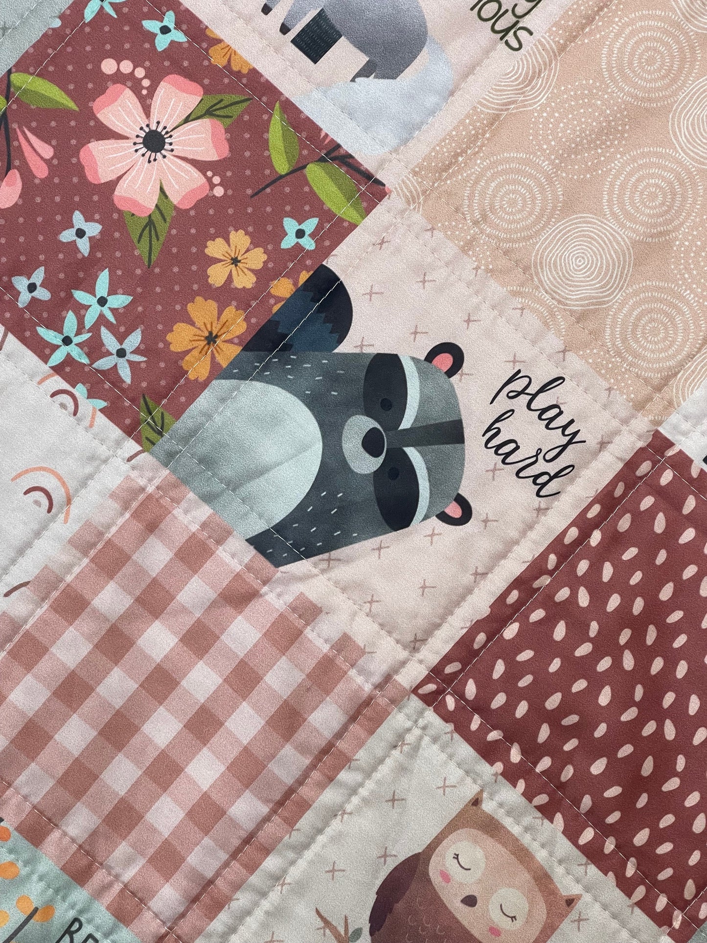 baby girl quilt, woodland quilt, woodland nursery,  handmade baby blanket, baby shower gift, nursery decor, crib bedding, handmade quilt