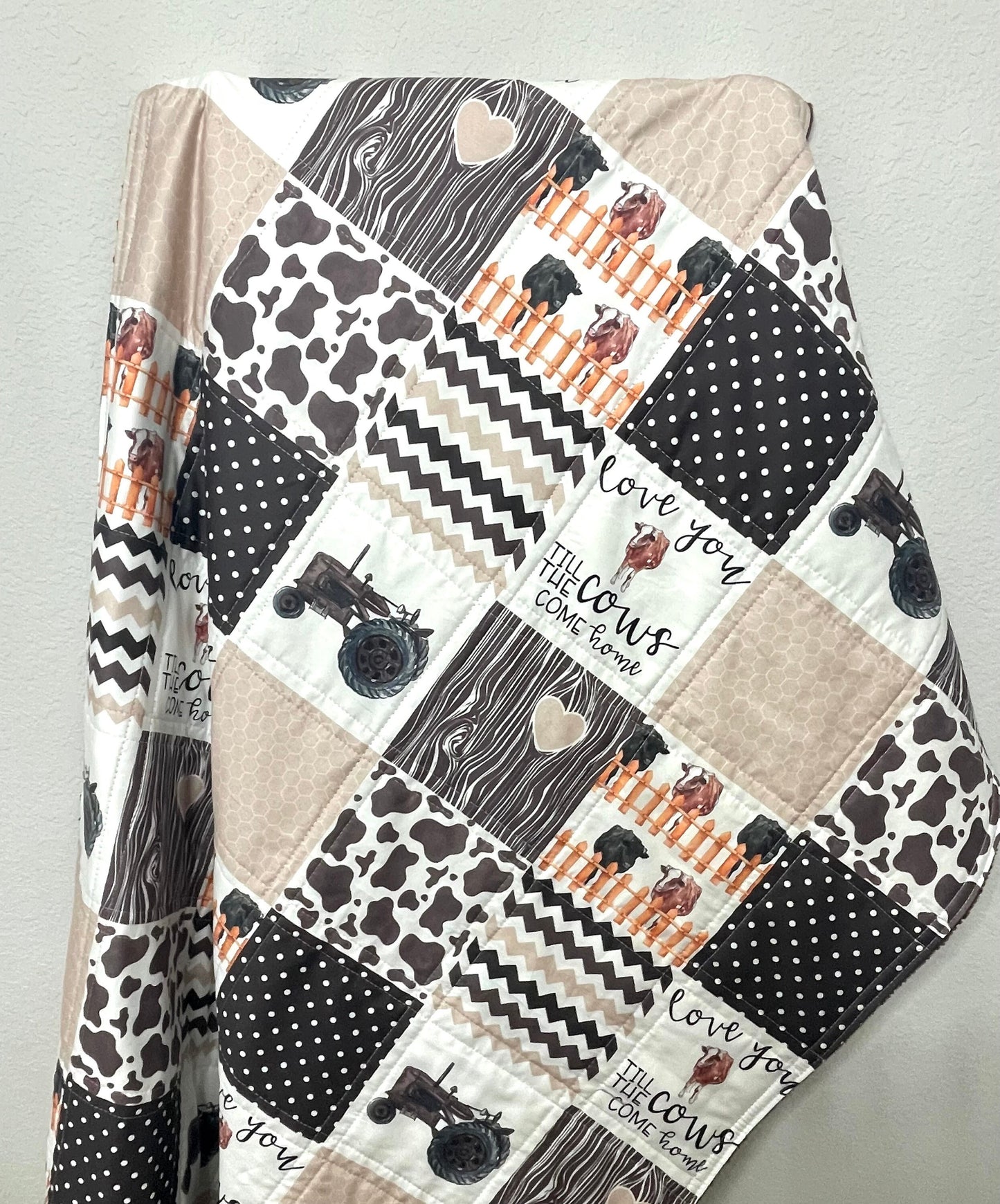 baby boy quilt, farm  quilt, farm nursery, cow quilt , handmade baby blanket, baby shower gift, nursery decor, crib bedding, handmade quilt