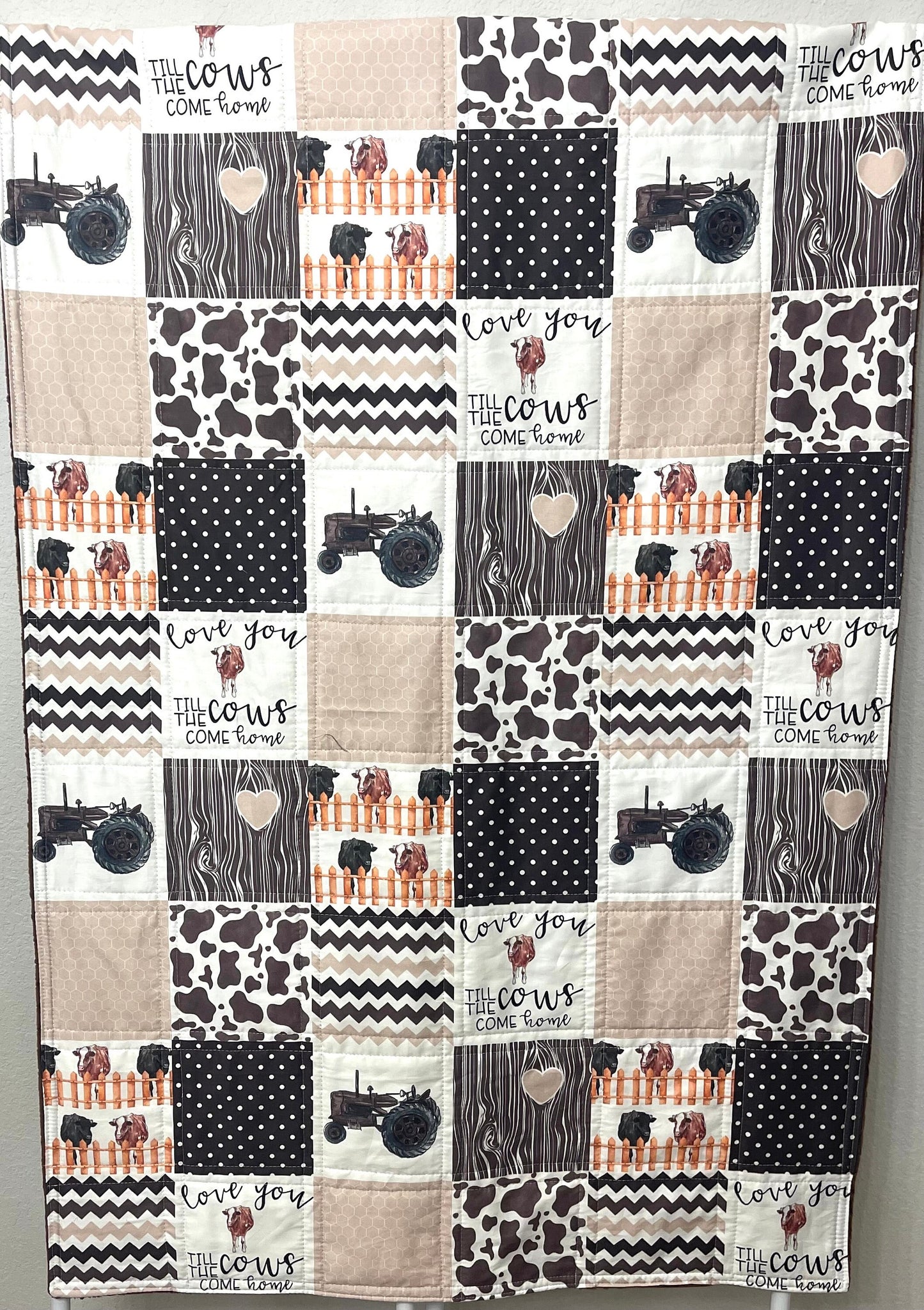 baby boy quilt, farm  quilt, farm nursery, cow quilt , handmade baby blanket, baby shower gift, nursery decor, crib bedding, handmade quilt