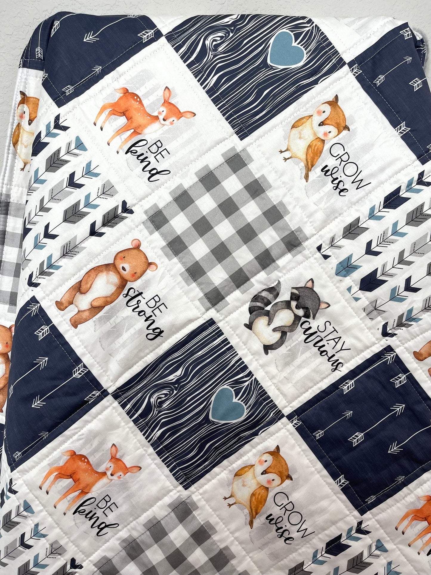 baby boy quilt, woodland quilt, woodland nursery,  handmade baby blanket, baby shower gift, nursery decor, crib bedding