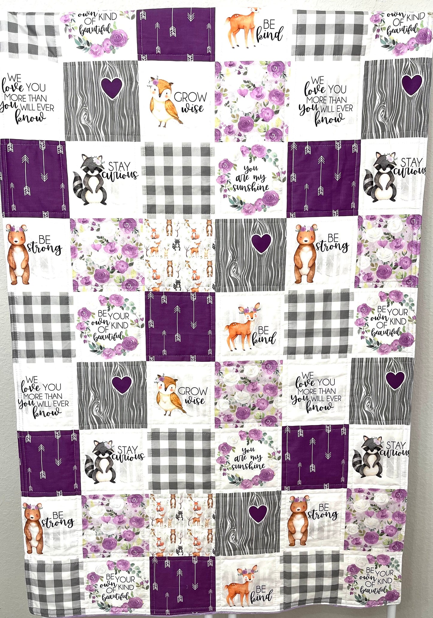 baby girl quilt, woodland quilt, woodland nursery,  handmade baby blanket, baby shower gift, nursery decor, crib bedding, handmade quilt