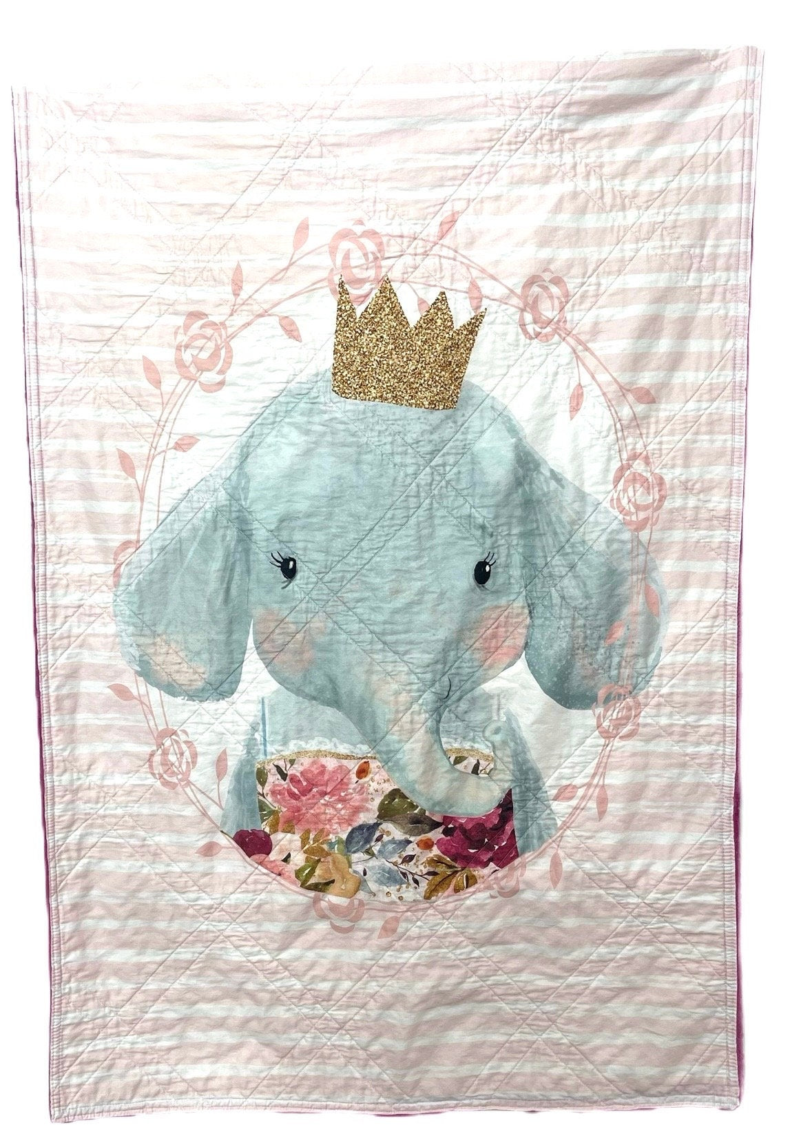 baby girl quilt, elephant   theme nursery, handmade baby blanket, baby shower gift, nursery decor, crib bedding, handmade quilt