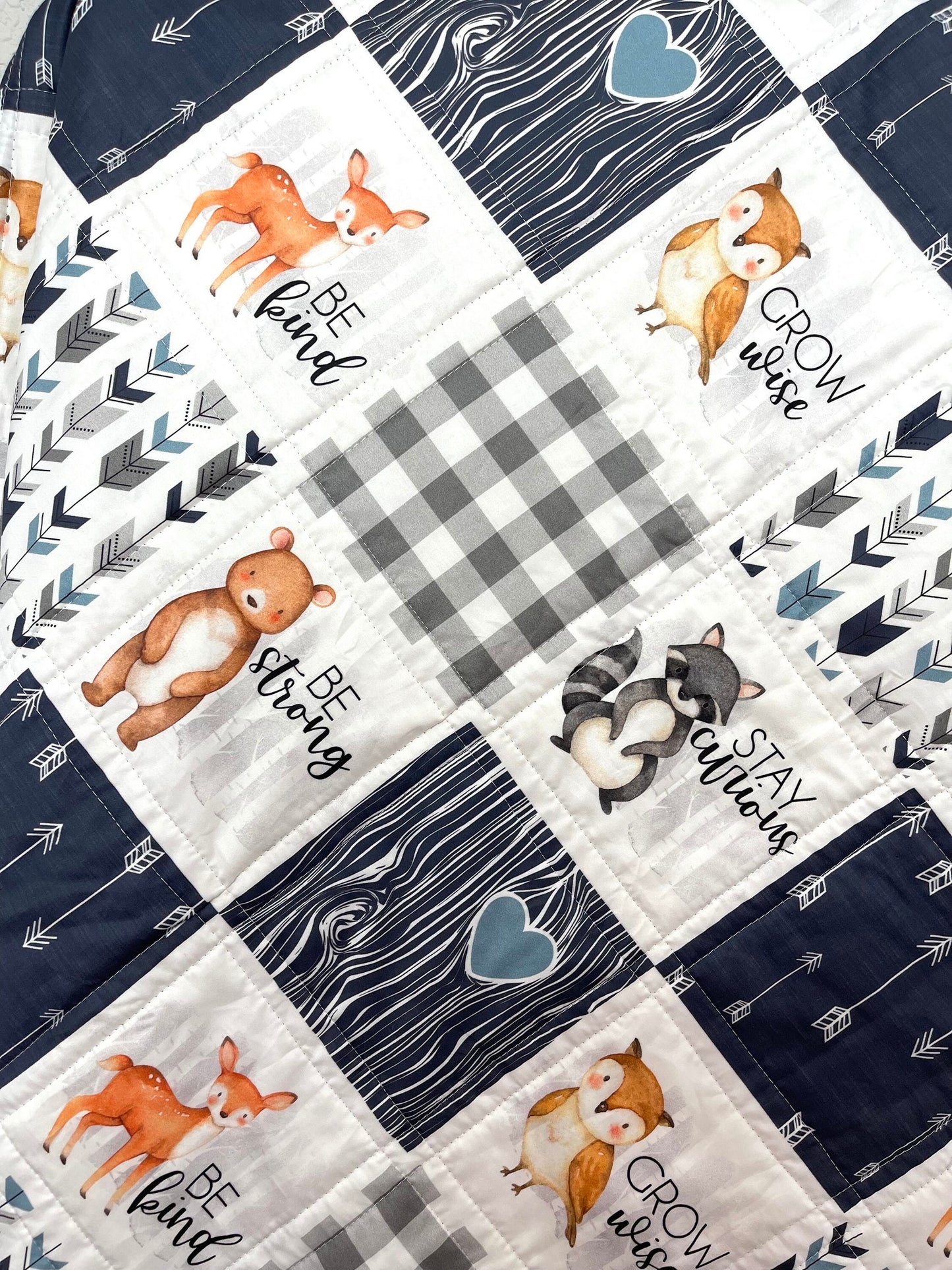 baby boy quilt, woodland quilt, woodland nursery,  handmade baby blanket, baby shower gift, nursery decor, crib bedding