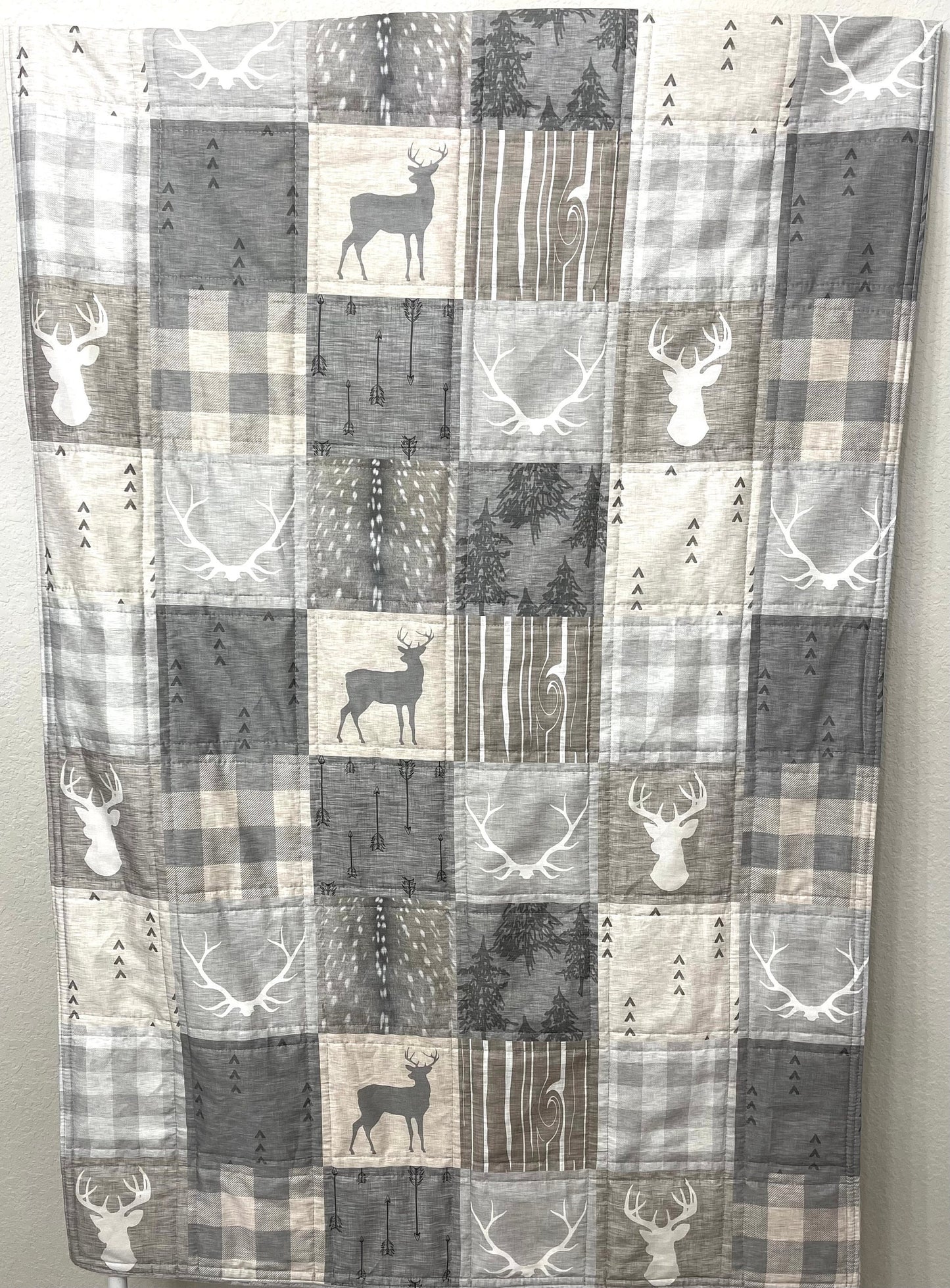 baby boy quilt, woodland quilt, woodland nursery,  handmade baby blanket, baby shower gift, nursery decor, crib bedding