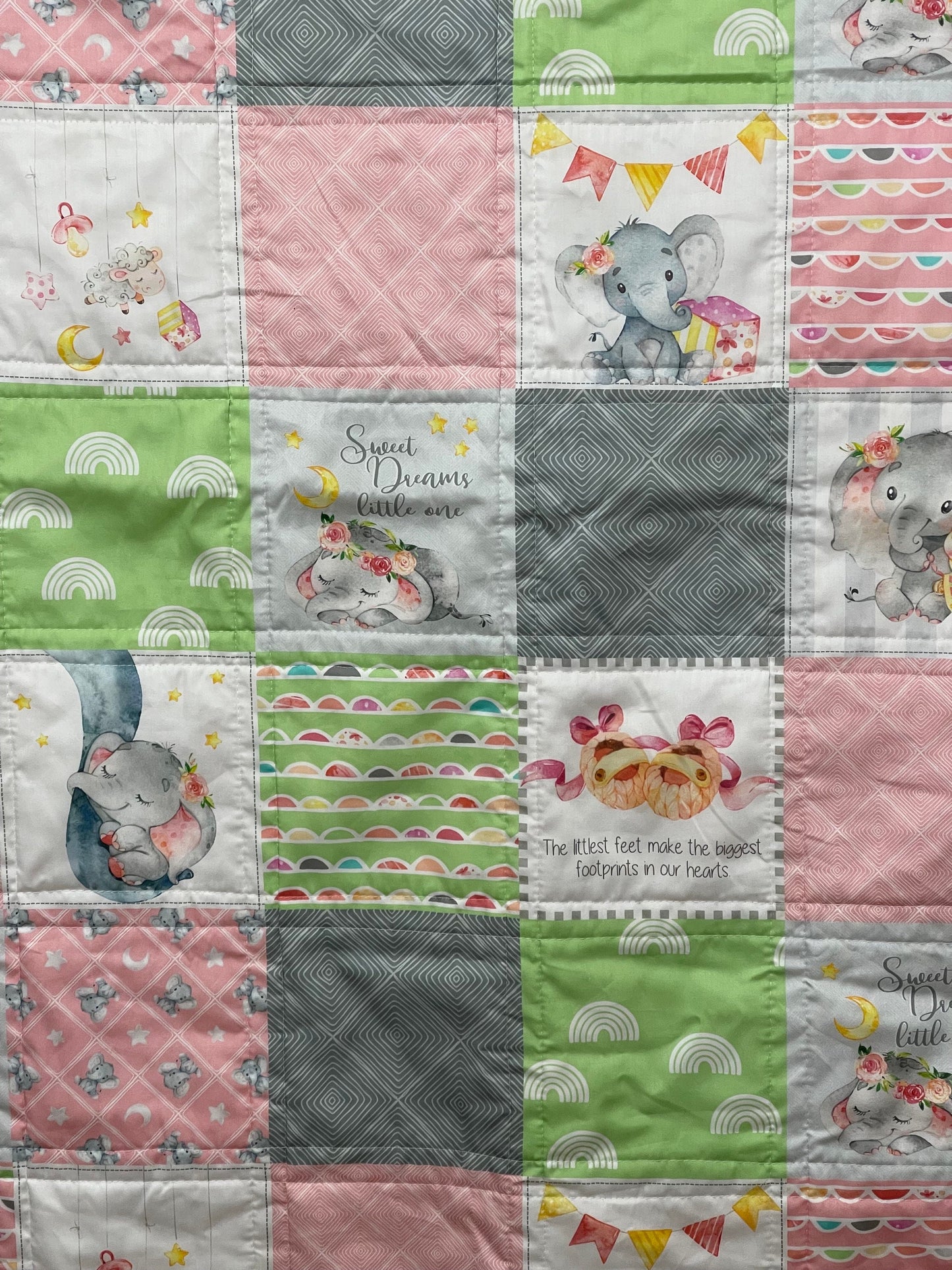 baby girl quilt, elephant   theme nursery, handmade baby blanket, baby shower gift, nursery decor, crib bedding, handmade quilt