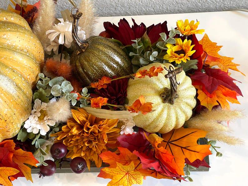 Fall Pumpkin Floral Centerpiece, Thanksgiving Table Decor