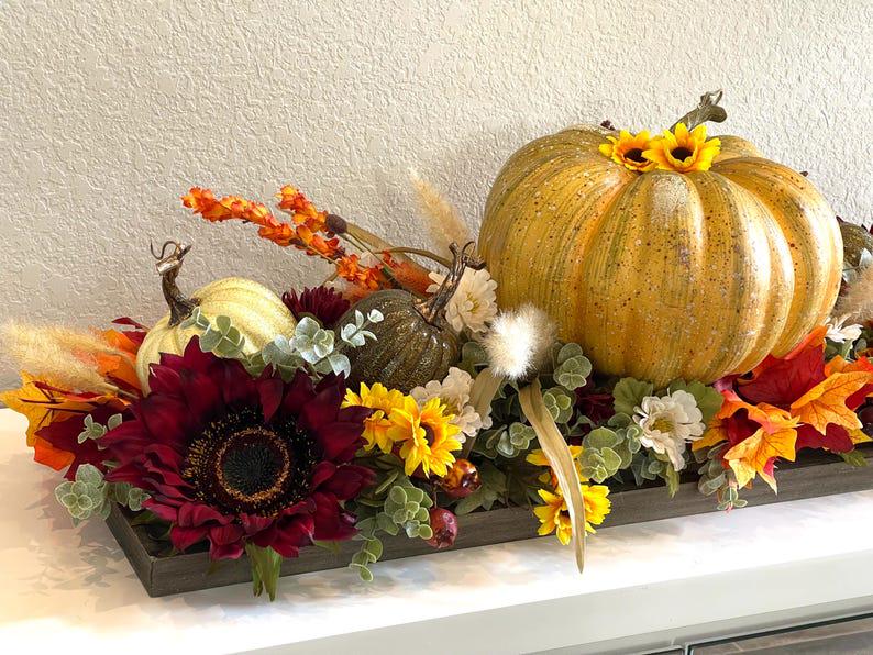 Fall Pumpkin Floral Centerpiece, Thanksgiving Table Decor