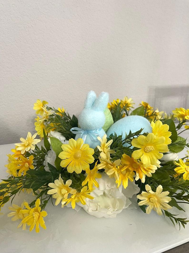 Easter Floral Centerpiece, Farmhouse Bunny Decor