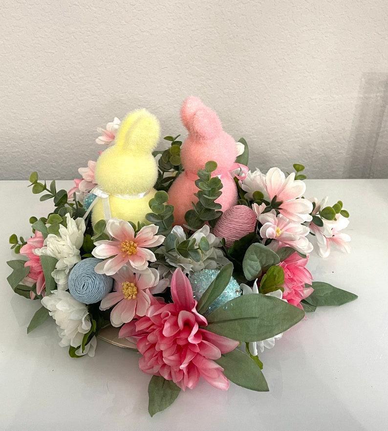 Easter Bunny Floral Centerpiece, Spring Home Decor