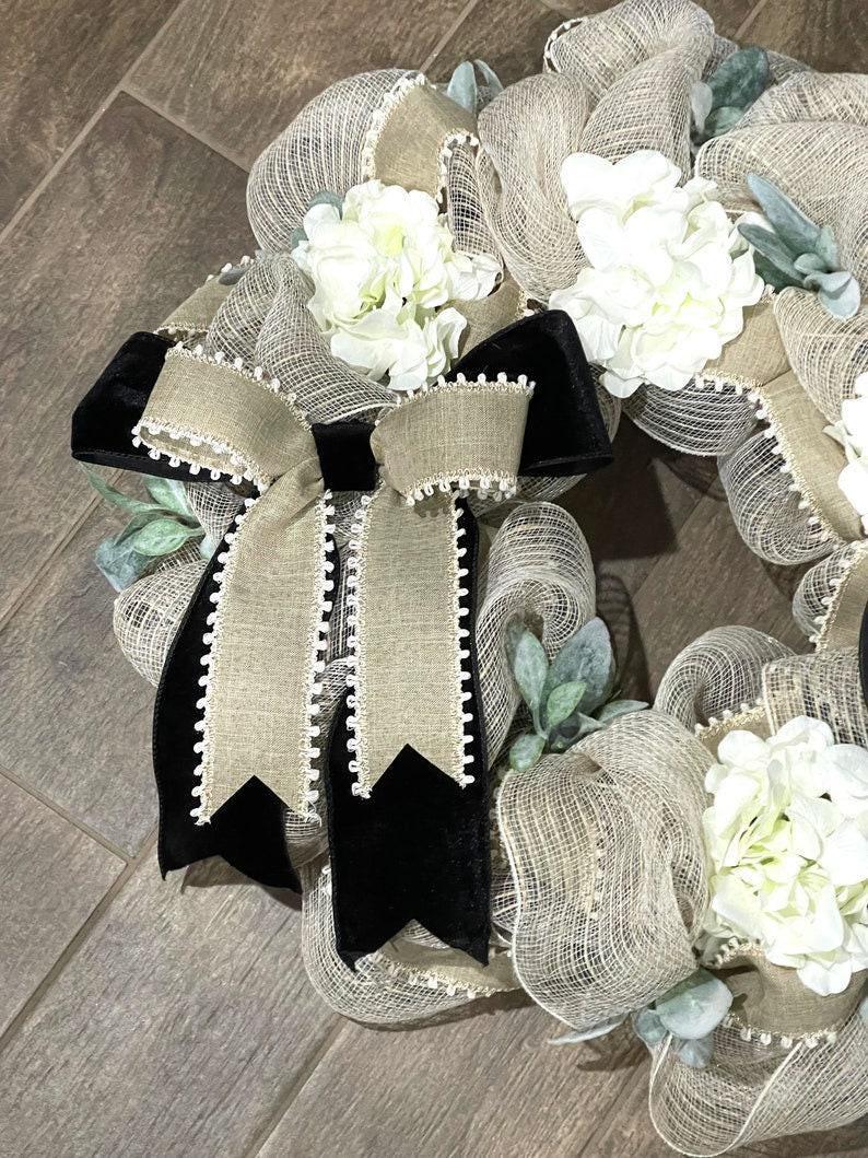 Farmhouse Style Wreath, Hydrangea Porch Decor