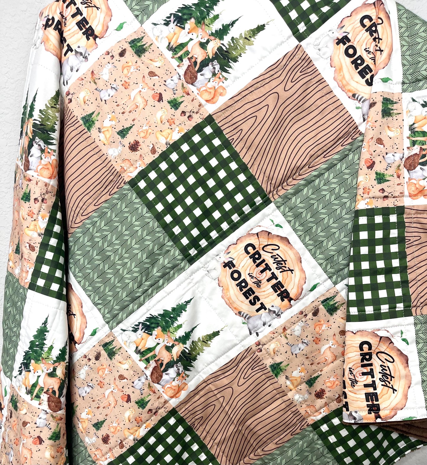 baby boy quilt, woodland quilt, woodland nursery,handmade baby blanket, baby shower gift, nursery decor, crib bedding, handmade quilt