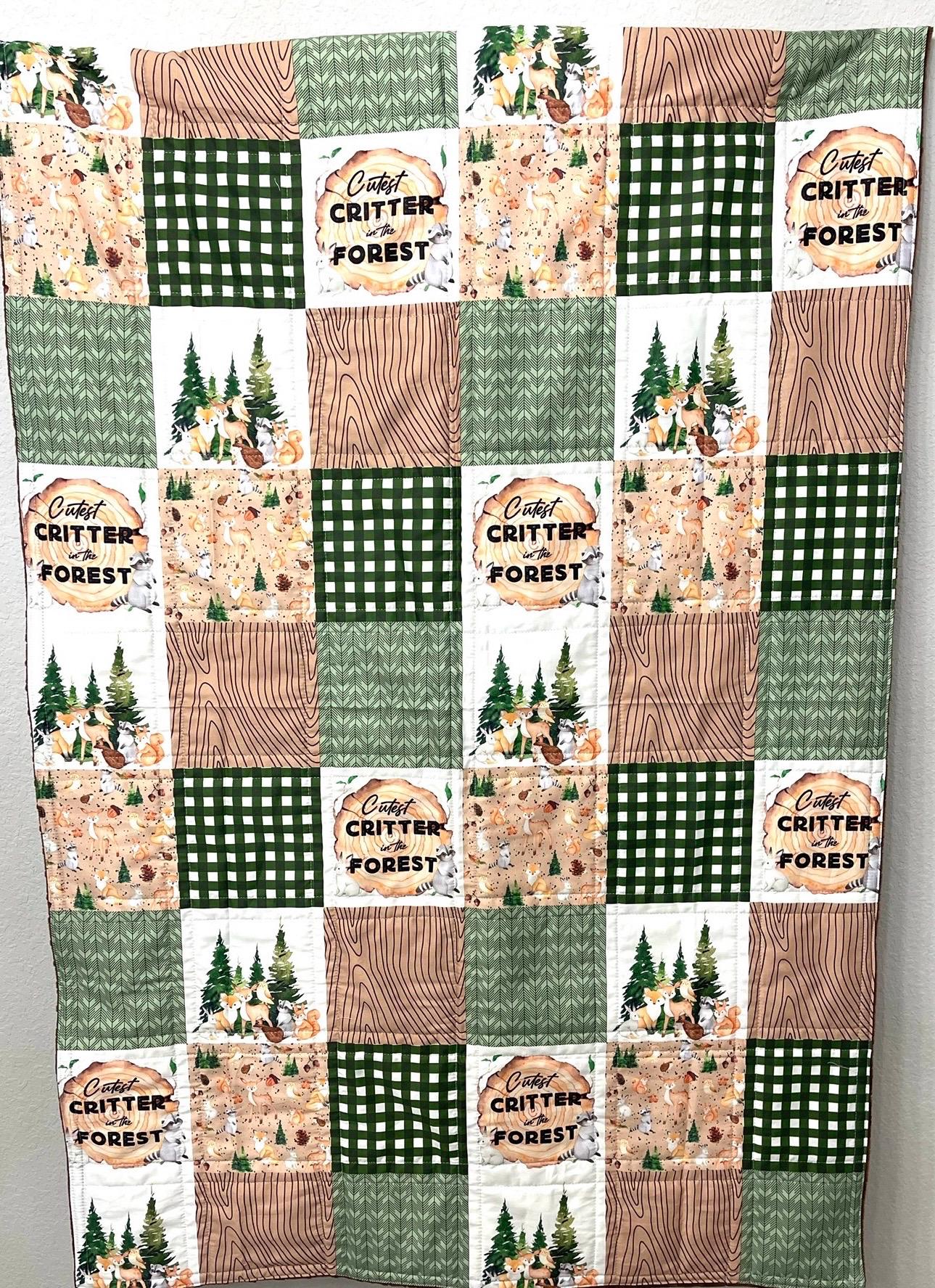baby boy quilt, woodland quilt, woodland nursery,handmade baby blanket, baby shower gift, nursery decor, crib bedding, handmade quilt