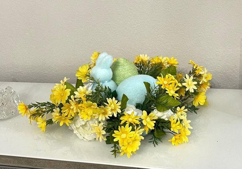 Easter Floral Centerpiece, Farmhouse Bunny Decor