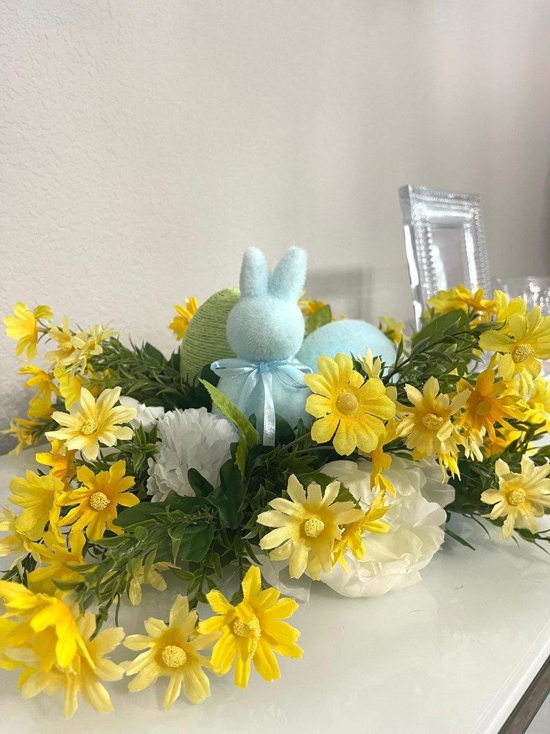 Easter Floral Centerpiece, Farmhouse Bunny Decor