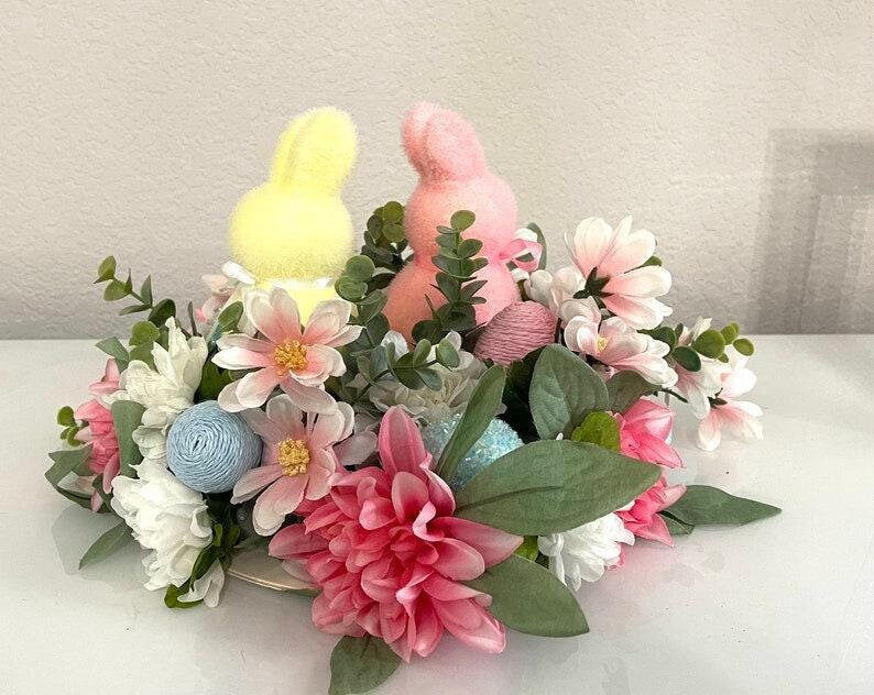 Easter Bunny Floral Centerpiece, Spring Home Decor