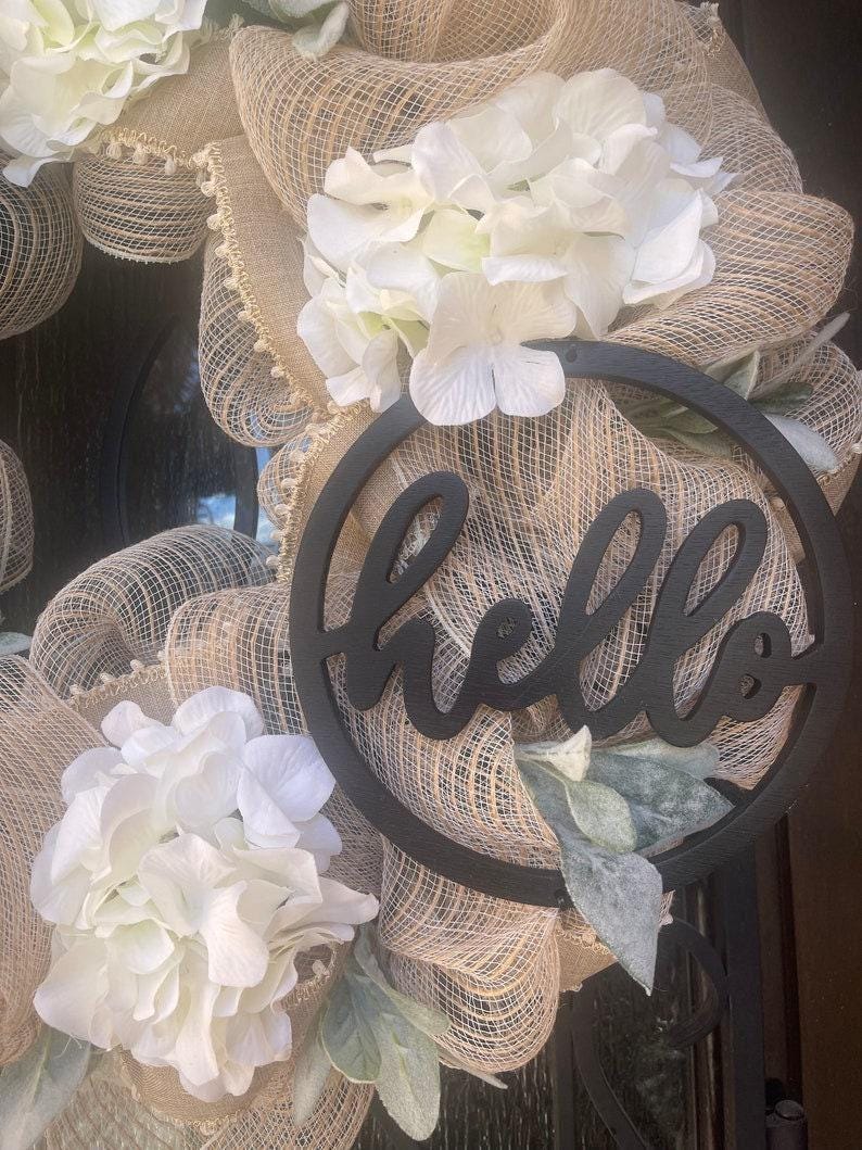 Farmhouse Style Wreath, Hydrangea Porch Decor