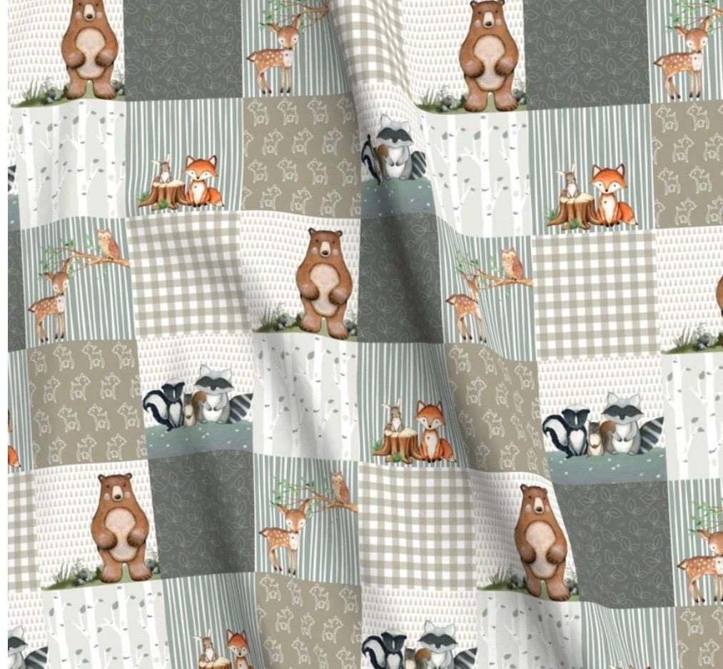 Handmade Woodland Baby Quilt, Organic Cotton Sateen, Eucalyptus Green