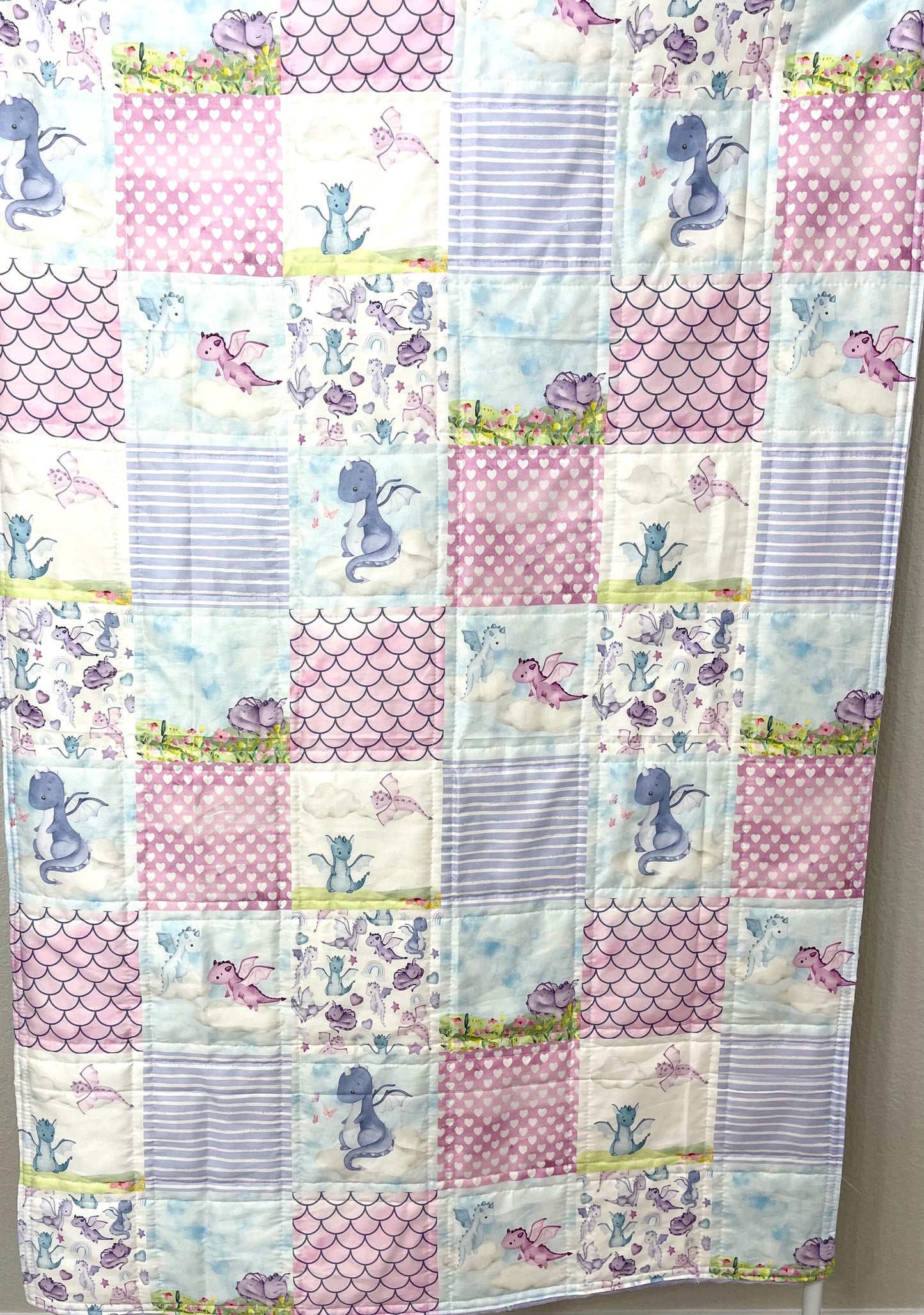 baby girl quilt, dragons theme nursery,handmade baby blanket, baby shower gift, nursery decor, crib bedding, handmade quilt