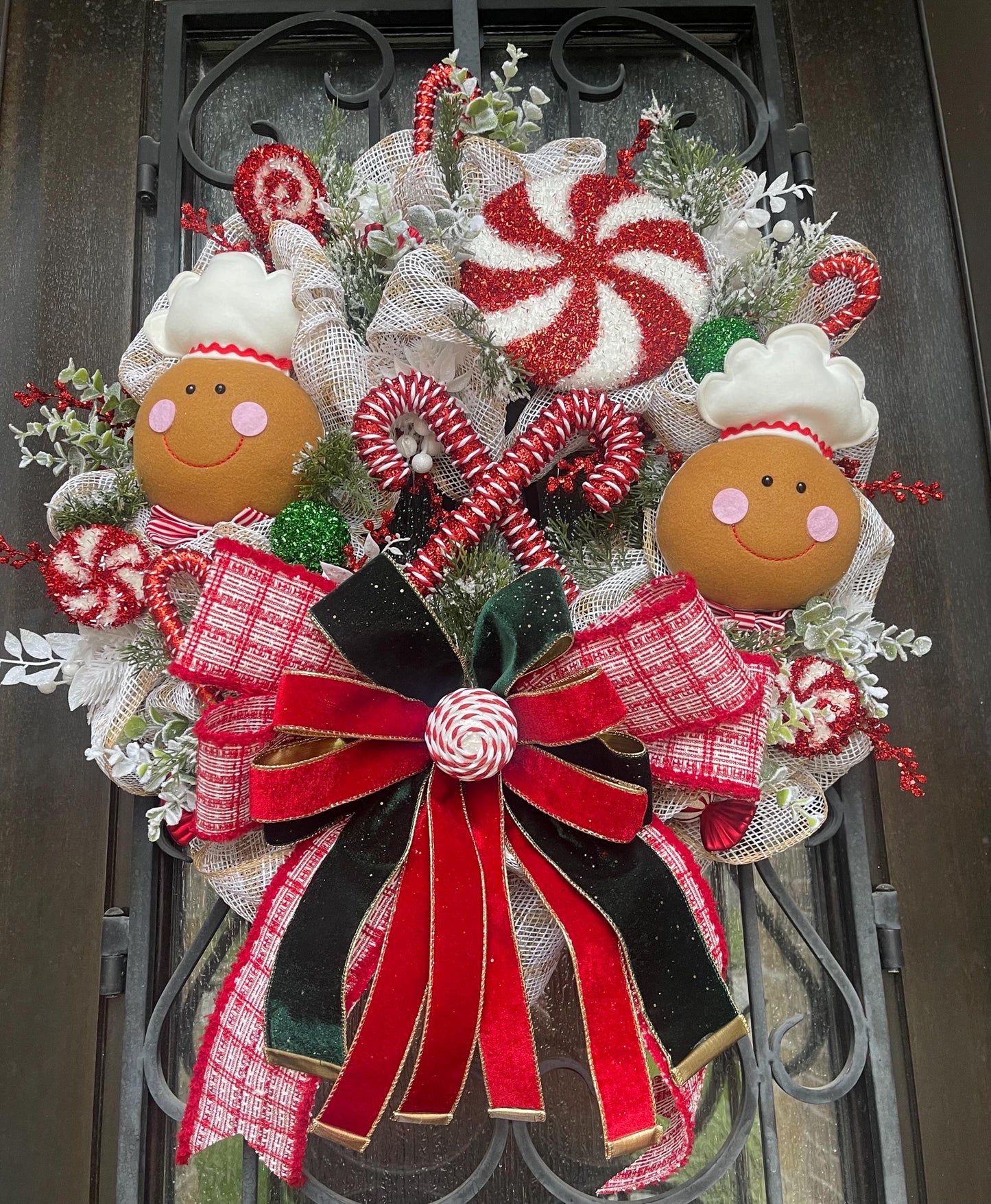 Gingerbread Christmas Wreath, Candy Holiday Decor
