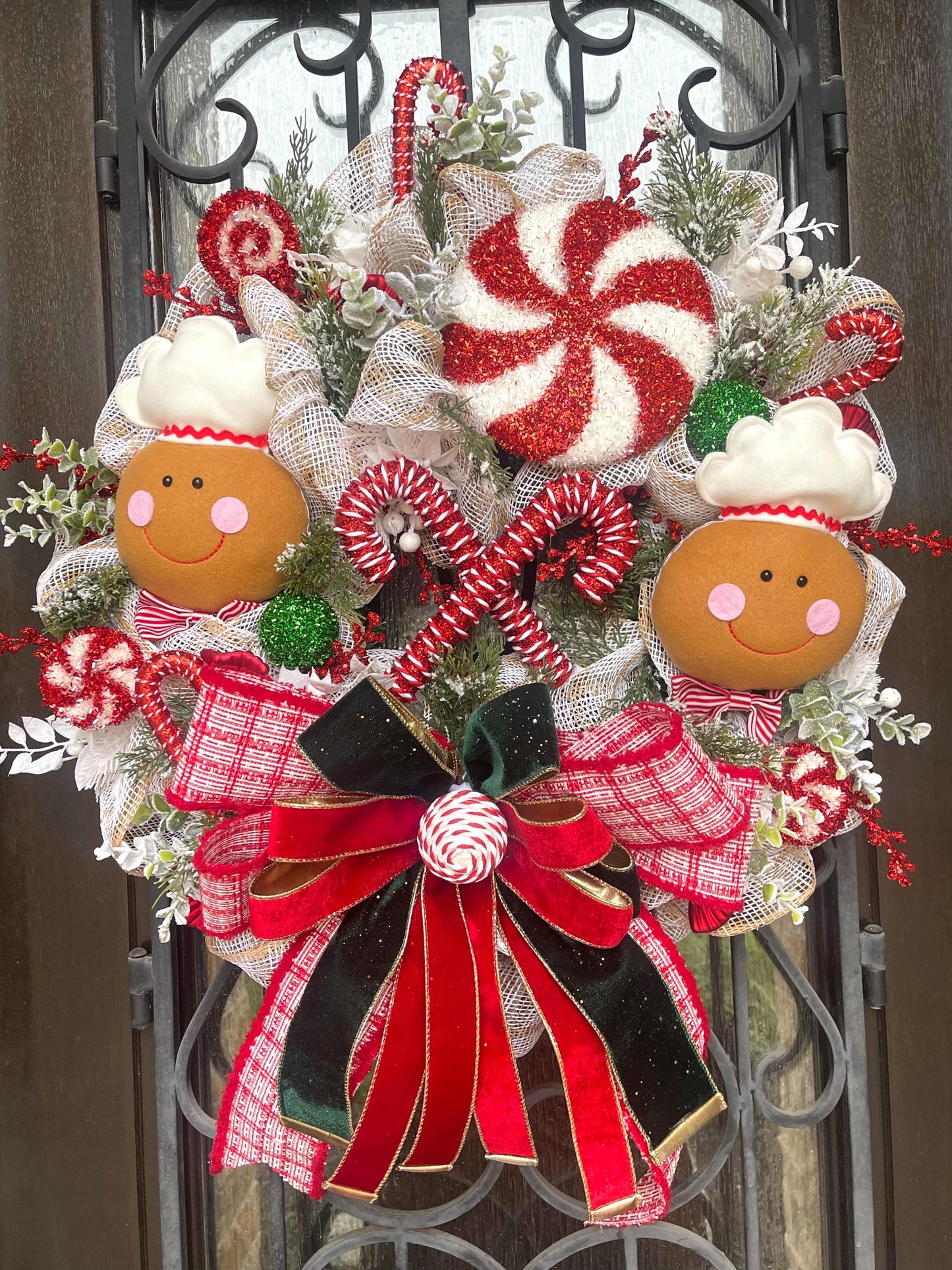 Gingerbread Christmas Wreath, Candy Holiday Decor