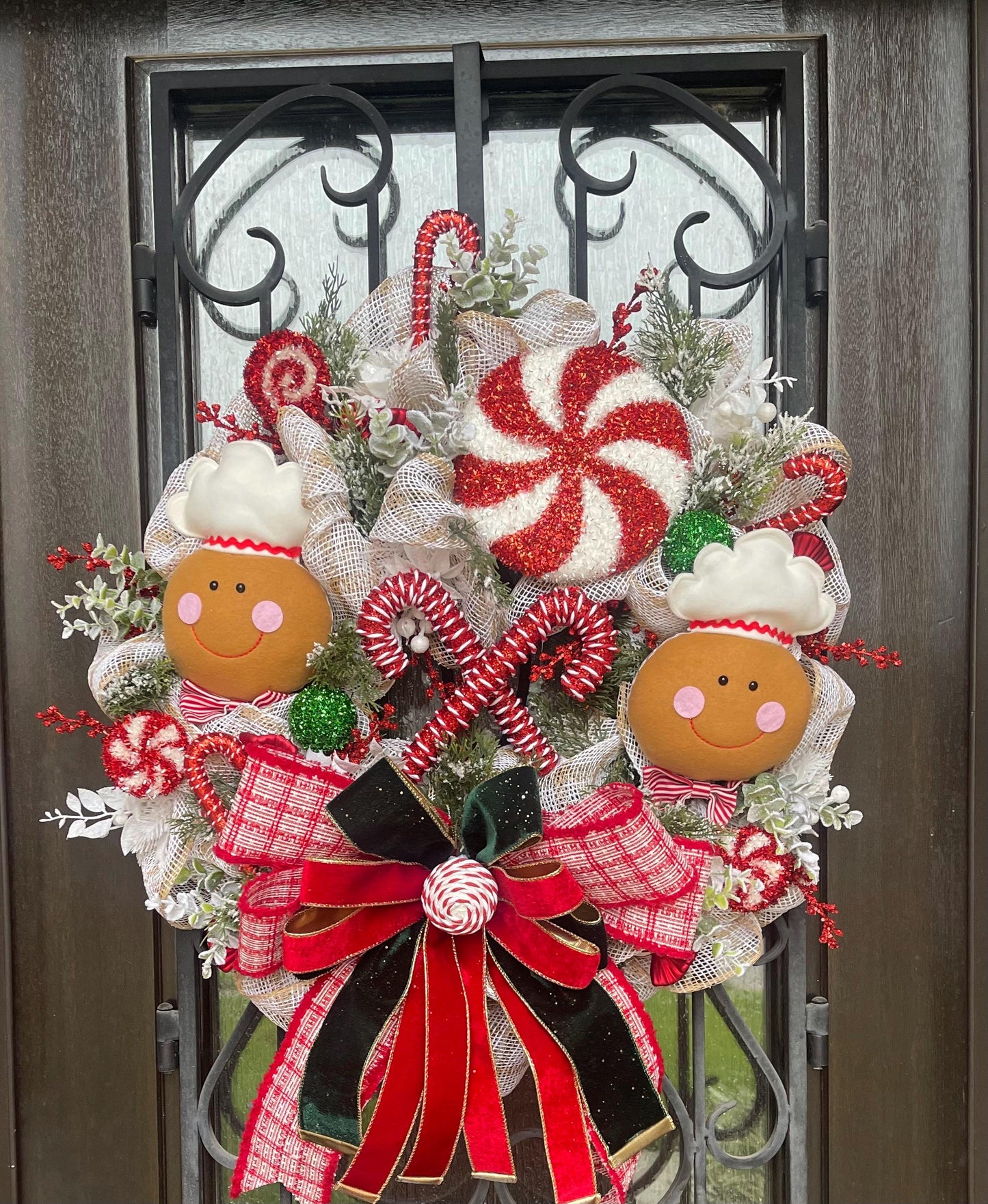 Gingerbread Christmas Wreath, Candy Holiday Decor