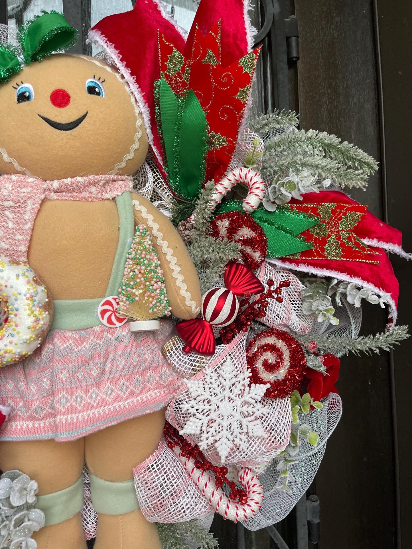 Handmade Gingerbread Christmas Wreath, Holiday Porch Decor
