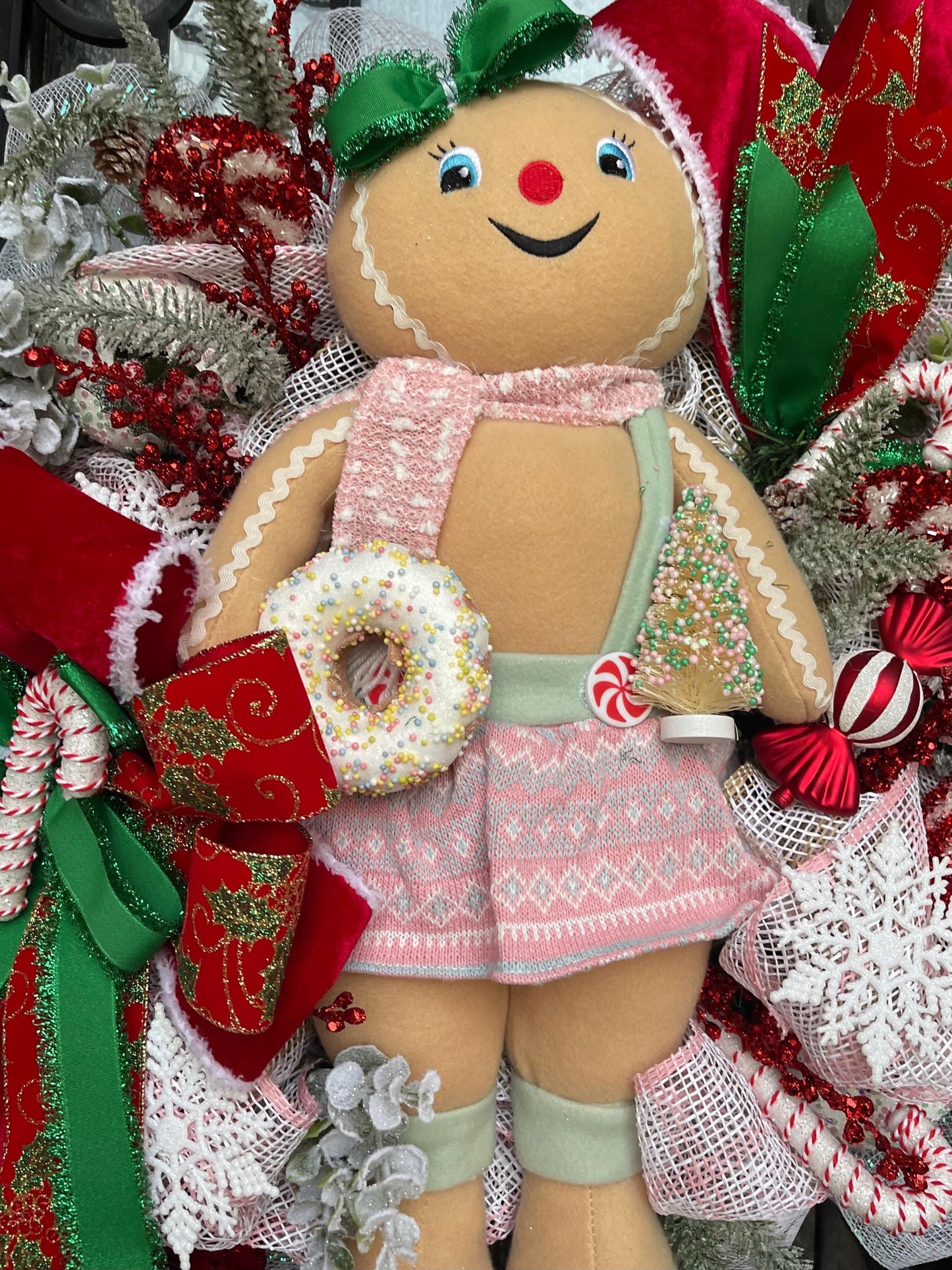 Handmade Gingerbread Christmas Wreath, Holiday Porch Decor