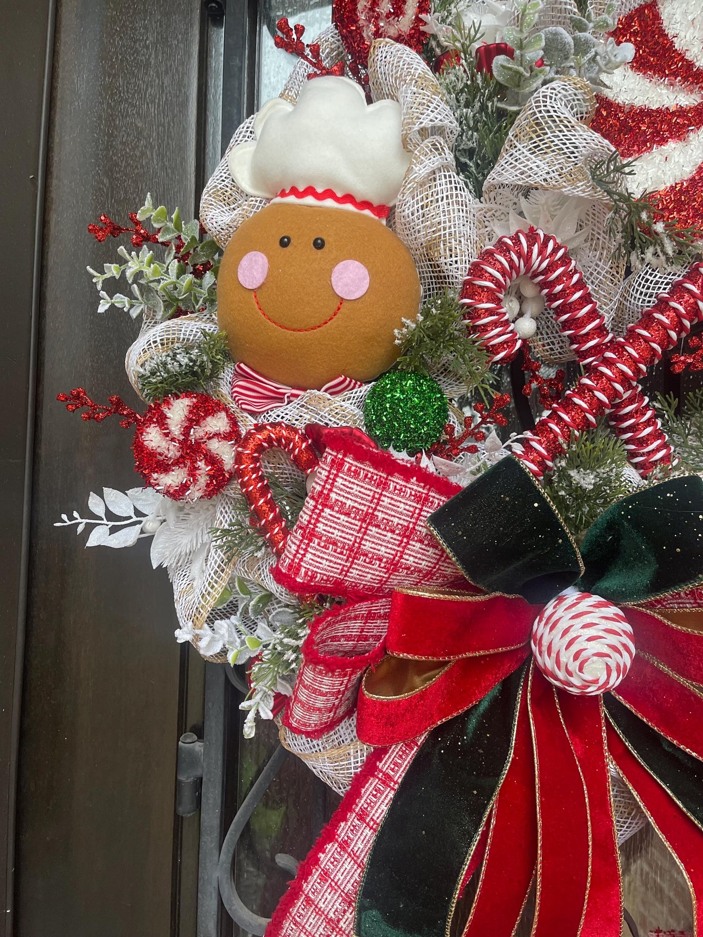Gingerbread Christmas Wreath, Candy Holiday Decor