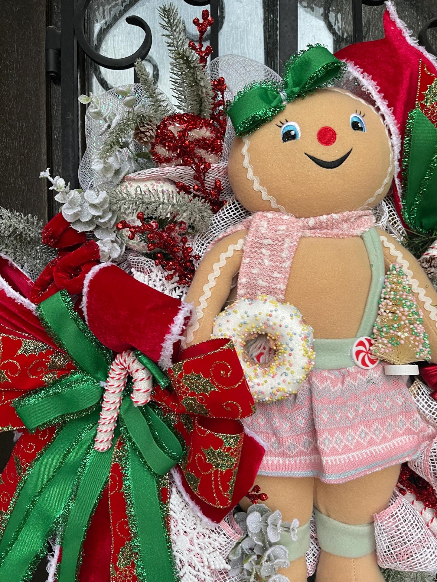 Handmade Gingerbread Christmas Wreath, Holiday Porch Decor