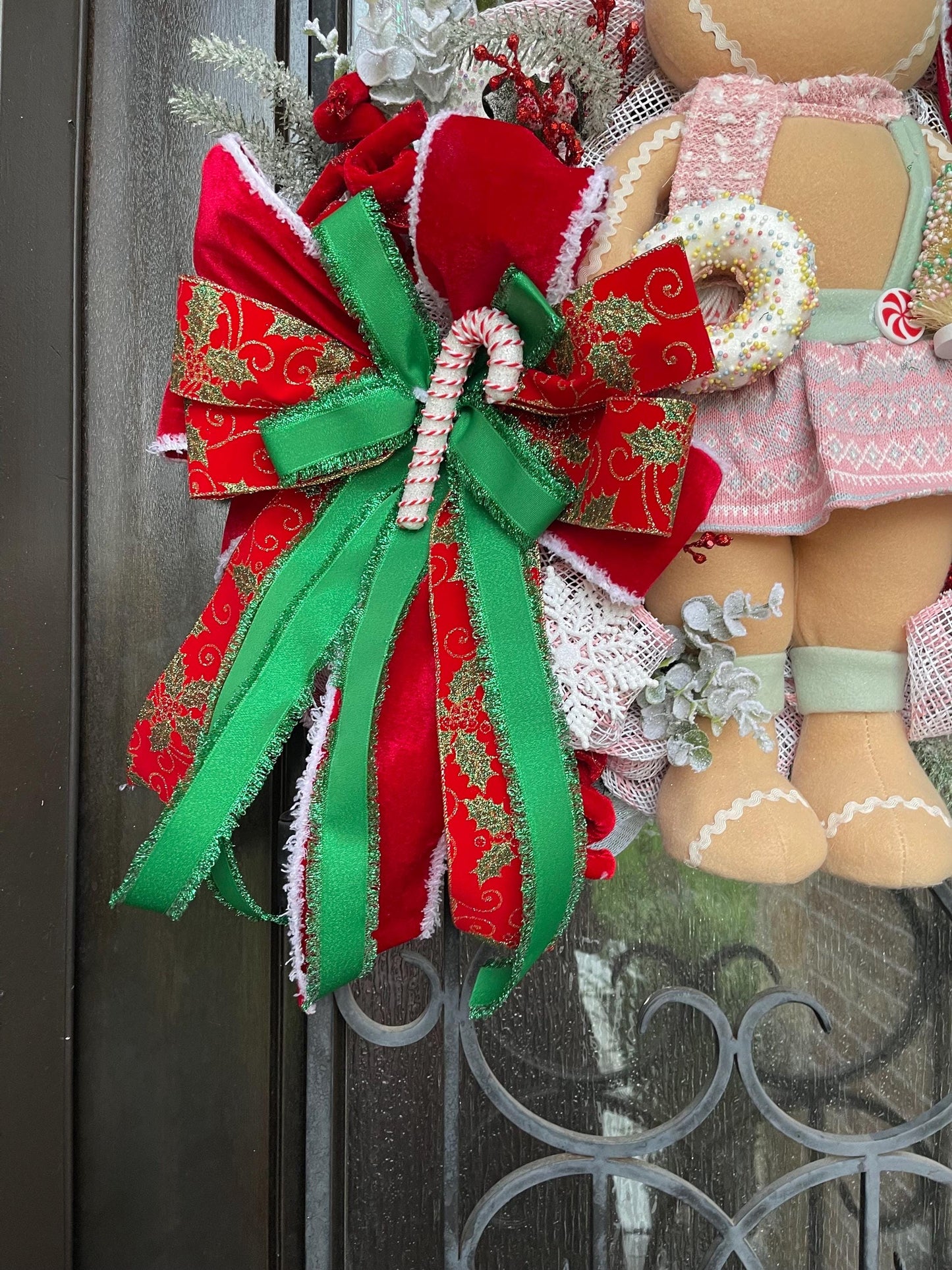 Handmade Gingerbread Christmas Wreath, Holiday Porch Decor