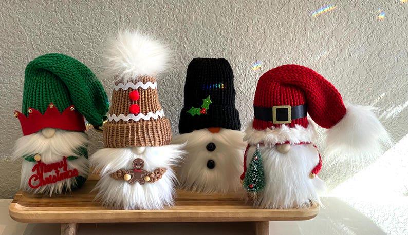 Knit Christmas Gnomes, Holiday Tiered Tray Decor