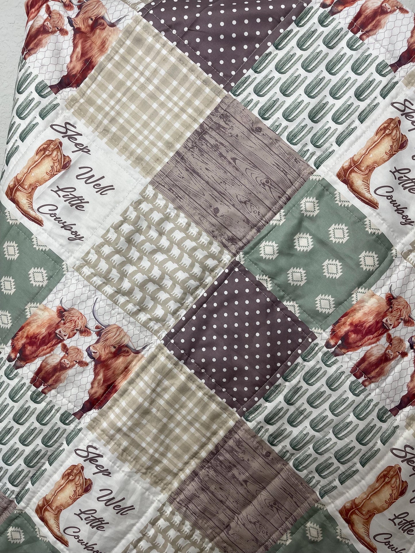 baby boy quilt, farm theme nursery, cow,  handmade baby blanket, baby shower gift, nursery decor, crib bedding