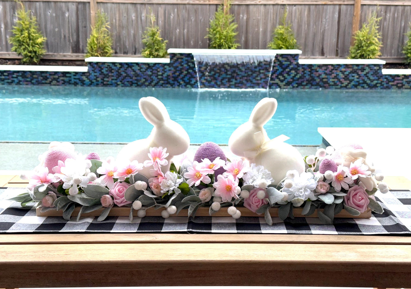 Floral Easter Centerpiece, Bunny Decor, Spring Table Arrangement