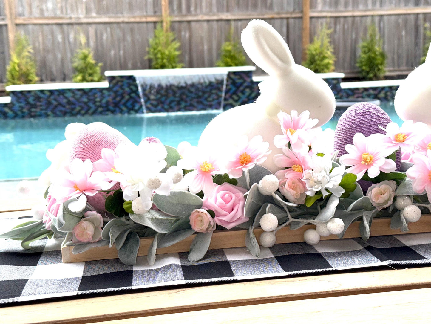 Floral Easter Centerpiece, Bunny Decor, Spring Table Arrangement