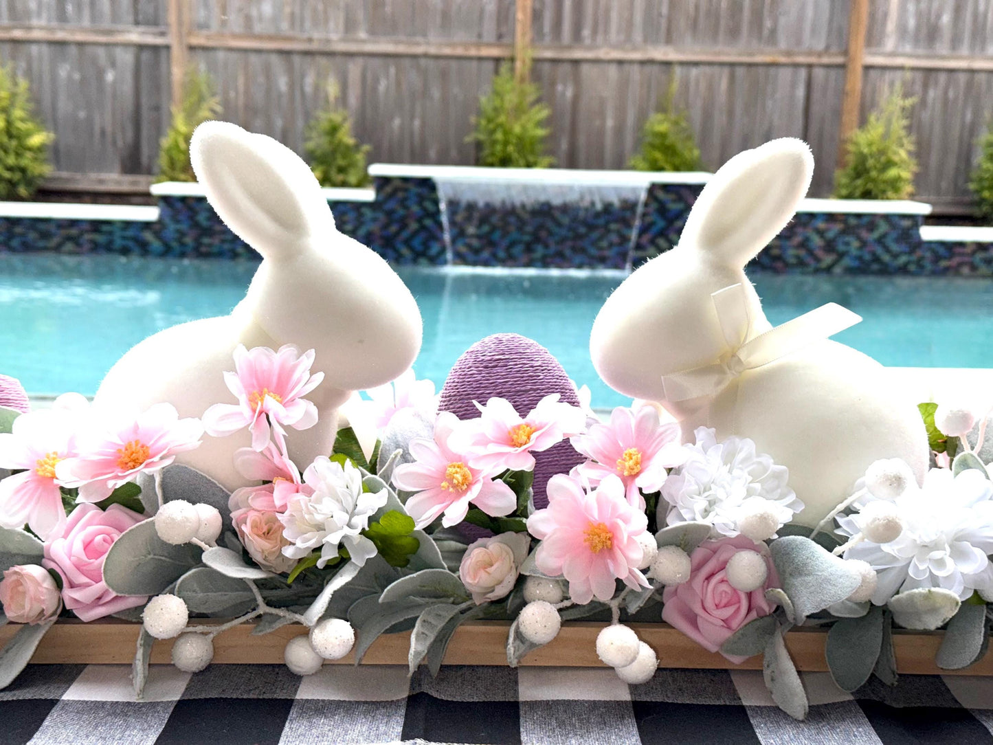 Floral Easter Centerpiece, Bunny Decor, Spring Table Arrangement