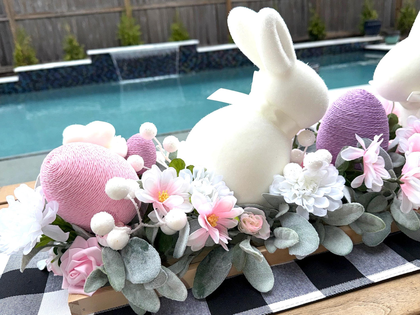 Floral Easter Centerpiece, Bunny Decor, Spring Table Arrangement