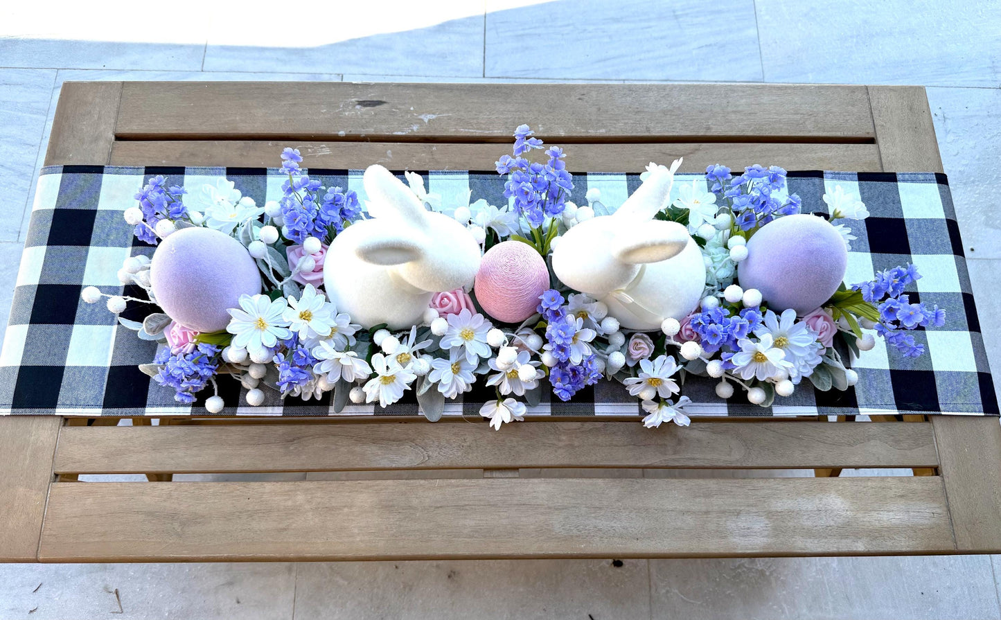 X-Large Easter Centerpiece, Faux Floral Bunny Arrangement