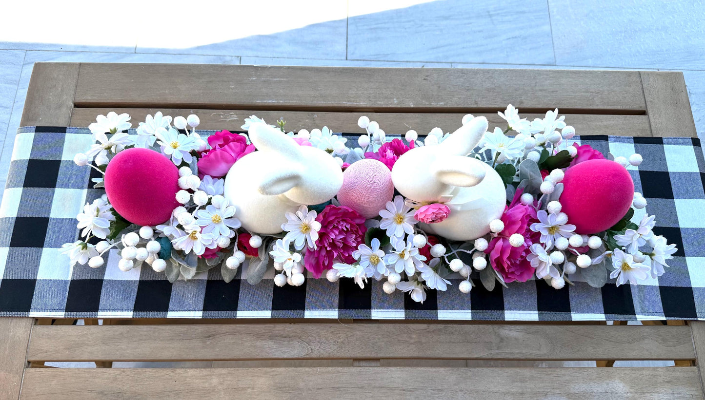 Floral Easter Centerpiece, Farmhouse Bunny Decor