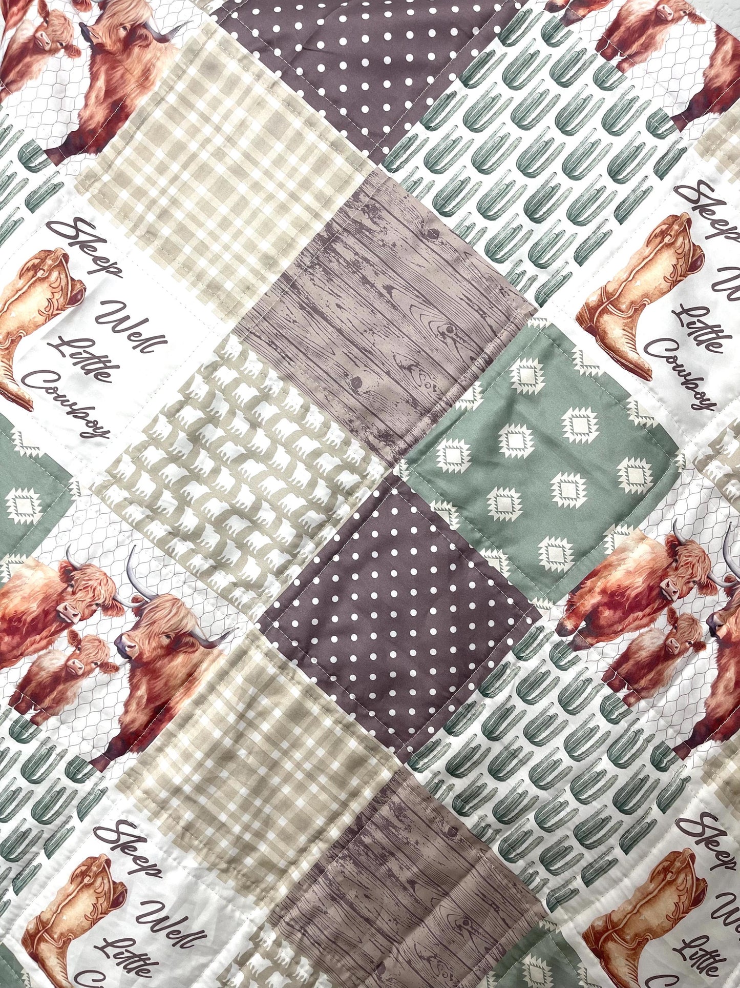 baby boy quilt, farm theme nursery, cow,  handmade baby blanket, baby shower gift, nursery decor, crib bedding