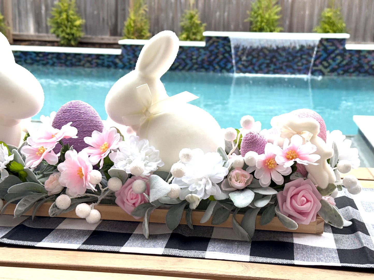 Floral Easter Centerpiece, Bunny Decor, Spring Table Arrangement